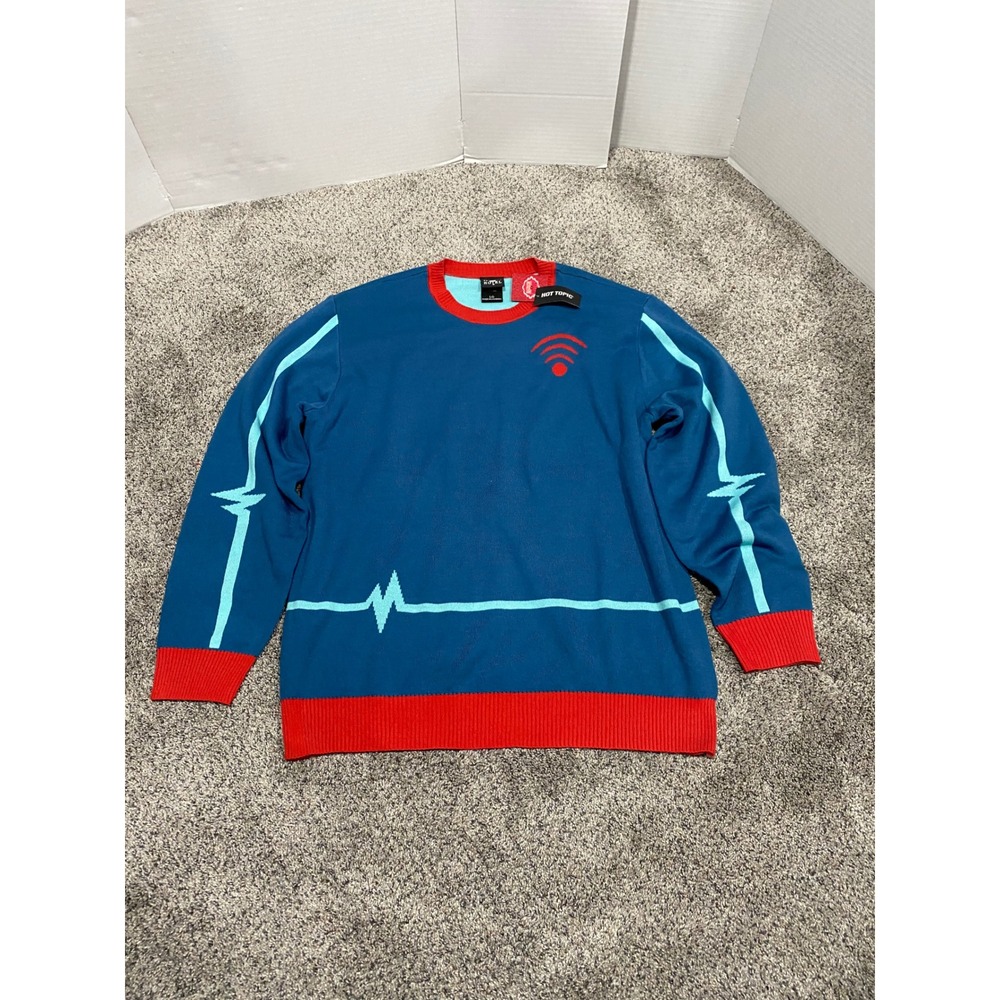 Sweater Hazbin Hotel Mens Blue New Vox Graphic Hot Topic Large Sweater